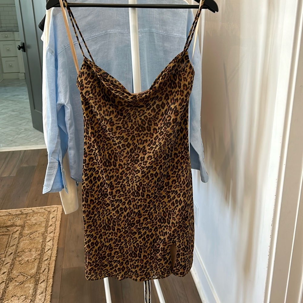 Staud mini leopard Bellamy dress NWT